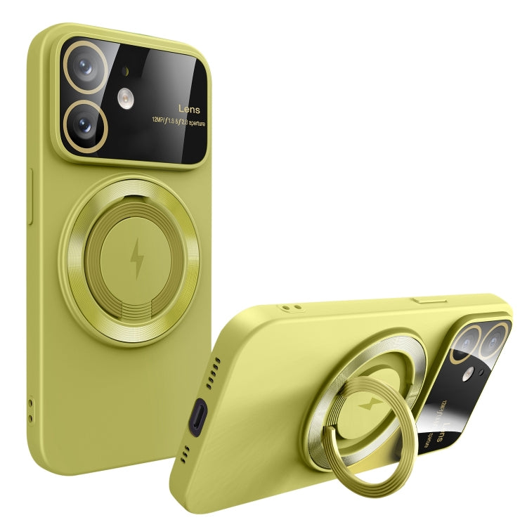 For iPhone 11 Large Window MagSafe Magnetic Holder Phone Case(Avocado Green) by buy2fix