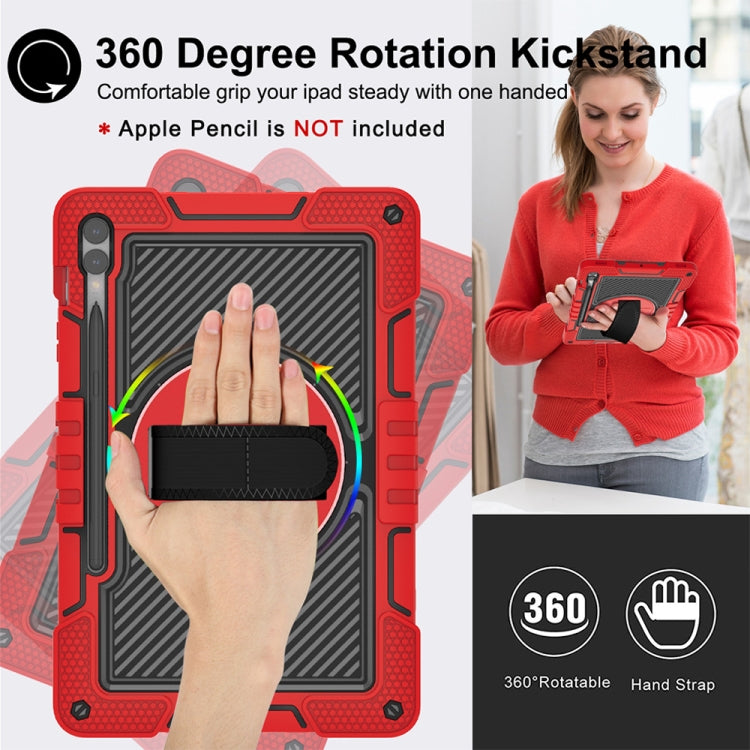 For Samsung Galaxy Tab S9+ 360 Degree Rotation PC Contrast Silicone Tablet Case(Red + Black) - Galaxy Tab S9+ Cases by buy2fix | Online Shopping UK | buy2fix