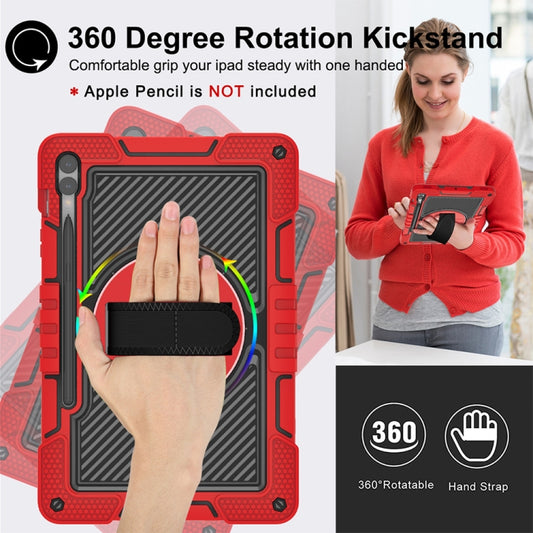 For Samsung Galaxy Tab S9+ 360 Degree Rotation PC Contrast Silicone Tablet Case(Red + Black) - Galaxy Tab S9+ Cases by buy2fix | Online Shopping UK | buy2fix