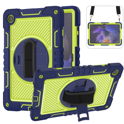 For Samsung Galaxy Tab A9+ 360 Degree Rotation PC Contrast Silicone Tablet Case(Navy Blue + Yellow Green) - Galaxy Tab A9+ by buy2fix | Online Shopping UK | buy2fix
