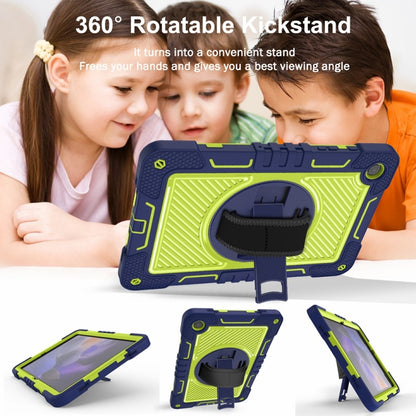 For Samsung Galaxy Tab A9+ 360 Degree Rotation PC Contrast Silicone Tablet Case(Navy Blue + Yellow Green) - Galaxy Tab A9+ by buy2fix | Online Shopping UK | buy2fix