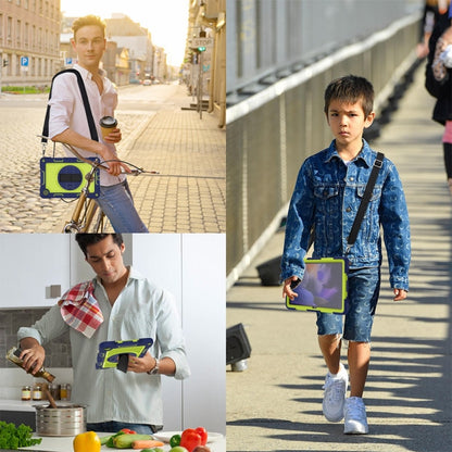 For Samsung Galaxy Tab A9+ 360 Degree Rotation PC Contrast Silicone Tablet Case(Navy Blue + Yellow Green) - Galaxy Tab A9+ by buy2fix | Online Shopping UK | buy2fix