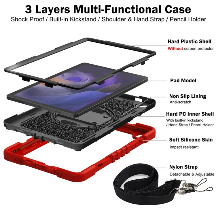 For Samsung Galaxy Tab A9+ 360 Degree Rotation PC Contrast Silicone Tablet Case(Red + Black) - Galaxy Tab A9+ by buy2fix | Online Shopping UK | buy2fix