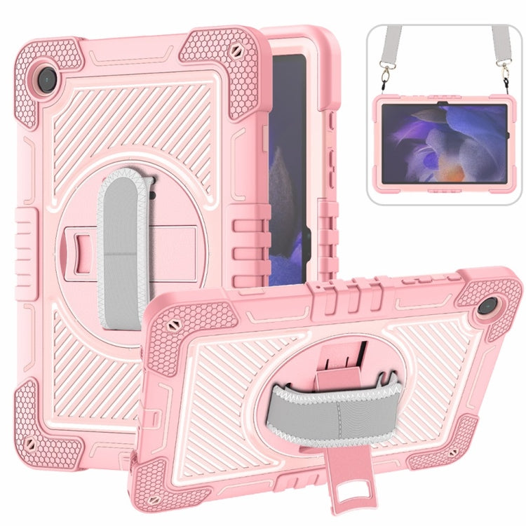 For Samsung Galaxy Tab A9+ 360 Degree Rotation PC Contrast Silicone Tablet Case(Rose Gold) - Galaxy Tab A9+ by buy2fix | Online Shopping UK | buy2fix