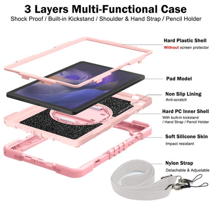 For Samsung Galaxy Tab A9+ 360 Degree Rotation PC Contrast Silicone Tablet Case(Rose Gold) - Galaxy Tab A9+ by buy2fix | Online Shopping UK | buy2fix