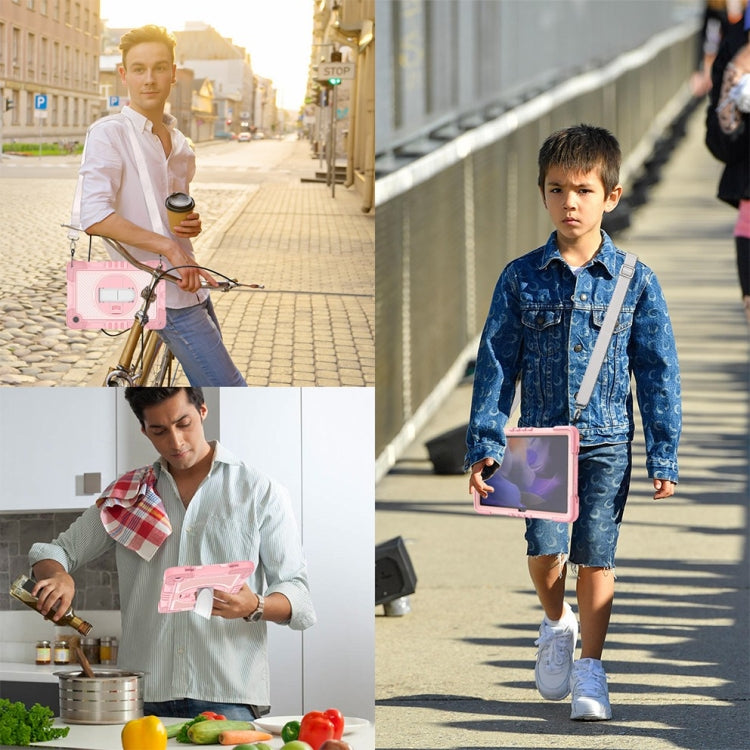 For Samsung Galaxy Tab A9+ 360 Degree Rotation PC Contrast Silicone Tablet Case(Rose Gold) - Galaxy Tab A9+ by buy2fix | Online Shopping UK | buy2fix