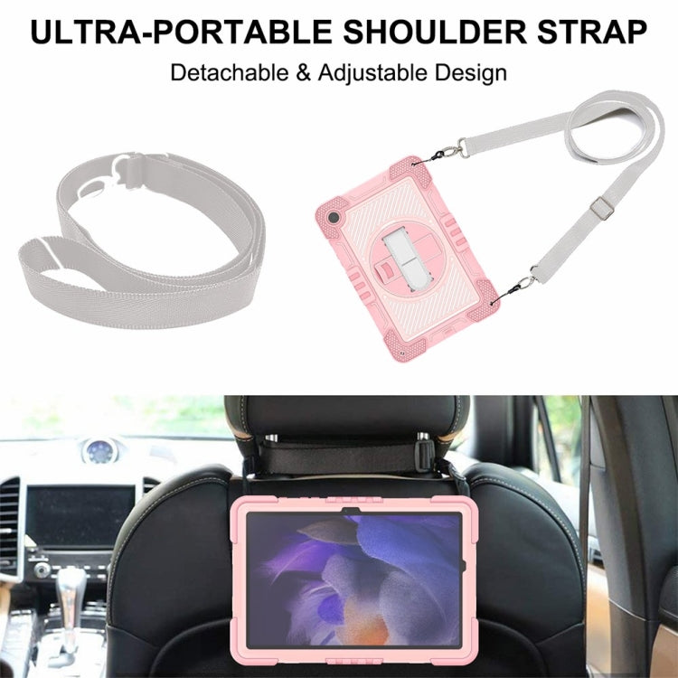 For Samsung Galaxy Tab A9+ 360 Degree Rotation PC Contrast Silicone Tablet Case(Rose Gold) - Galaxy Tab A9+ by buy2fix | Online Shopping UK | buy2fix