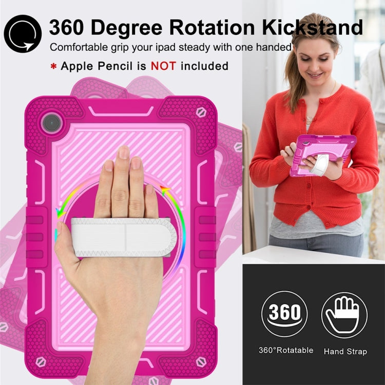 For Samsung Galaxy Tab A9+ 360 Degree Rotation PC Contrast Silicone Tablet Case(Rose Red + Pink) - Galaxy Tab A9+ by buy2fix | Online Shopping UK | buy2fix