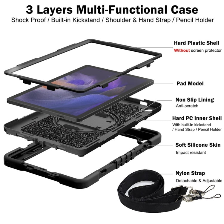 For Samsung Galaxy Tab A9+ 360 Degree Rotation PC Contrast Silicone Tablet Case(Black) - Galaxy Tab A9+ by buy2fix | Online Shopping UK | buy2fix
