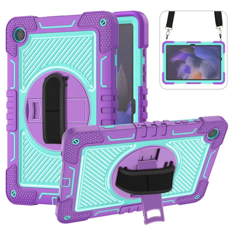 For Samsung Galaxy Tab A9+ 360 Degree Rotation PC Contrast Silicone Tablet Case(Purple + Mint Green) - Galaxy Tab A9+ by buy2fix | Online Shopping UK | buy2fix