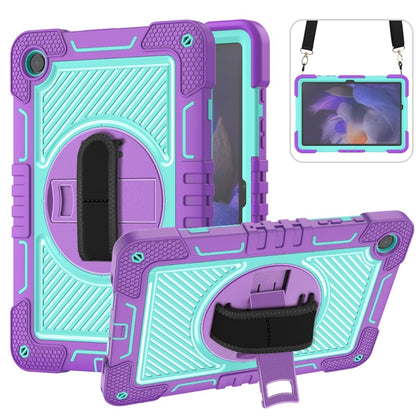 For Samsung Galaxy Tab A9+ 360 Degree Rotation PC Contrast Silicone Tablet Case(Purple + Mint Green) - Galaxy Tab A9+ by buy2fix | Online Shopping UK | buy2fix