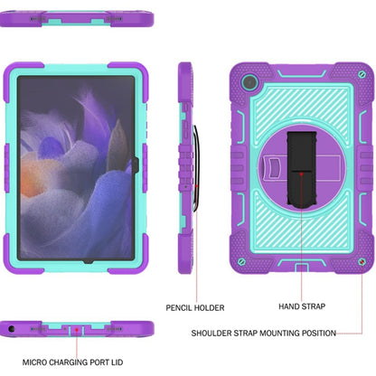 For Samsung Galaxy Tab A9+ 360 Degree Rotation PC Contrast Silicone Tablet Case(Purple + Mint Green) - Galaxy Tab A9+ by buy2fix | Online Shopping UK | buy2fix
