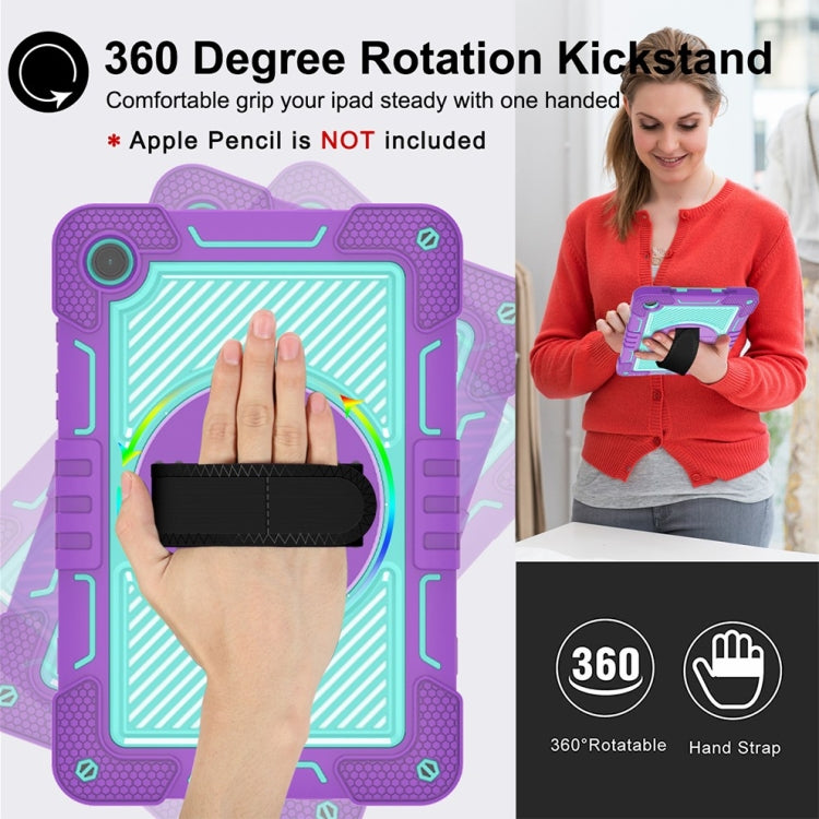 For Samsung Galaxy Tab A9+ 360 Degree Rotation PC Contrast Silicone Tablet Case(Purple + Mint Green) - Galaxy Tab A9+ by buy2fix | Online Shopping UK | buy2fix