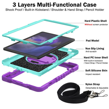 For Samsung Galaxy Tab A9+ 360 Degree Rotation PC Contrast Silicone Tablet Case(Purple + Mint Green) - Galaxy Tab A9+ by buy2fix | Online Shopping UK | buy2fix