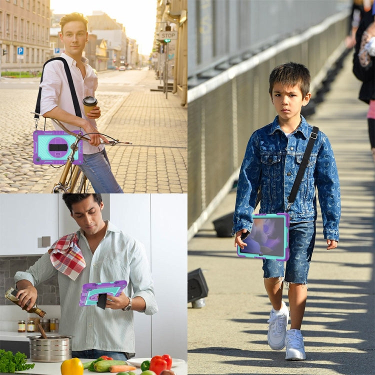 For Samsung Galaxy Tab A9+ 360 Degree Rotation PC Contrast Silicone Tablet Case(Purple + Mint Green) - Galaxy Tab A9+ by buy2fix | Online Shopping UK | buy2fix