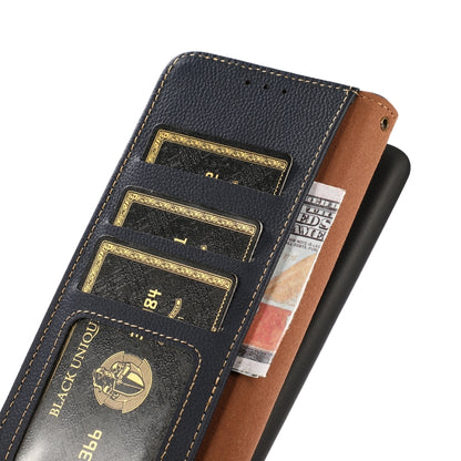 For Sony Xperia 5 V KHAZNEH Custer Genuine Leather RFID Phone Case(Blue) - Sony Cases by buy2fix | Online Shopping UK | buy2fix