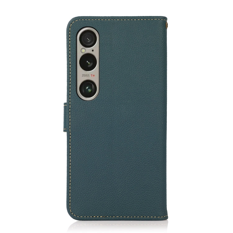 For Sony Xperia 1 VI KHAZNEH Custer Genuine Leather RFID Phone Case(Green) - Sony Cases by buy2fix | Online Shopping UK | buy2fix