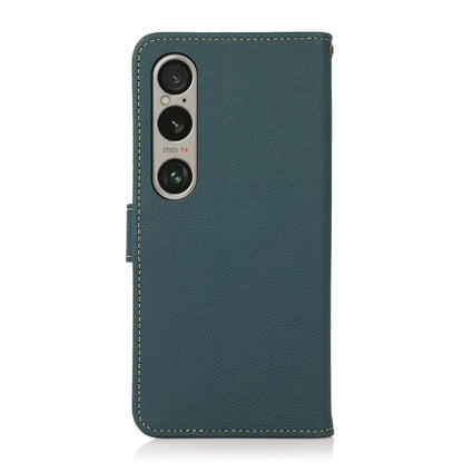 For Sony Xperia 1 VI KHAZNEH Custer Genuine Leather RFID Phone Case(Green) - Sony Cases by buy2fix | Online Shopping UK | buy2fix