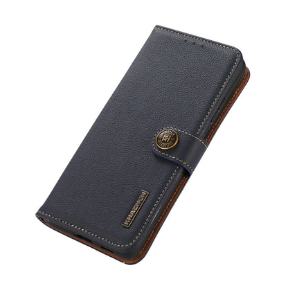 For Sony Xperia 10 VI KHAZNEH Custer Genuine Leather RFID Phone Case(Blue) - Sony Cases by buy2fix | Online Shopping UK | buy2fix