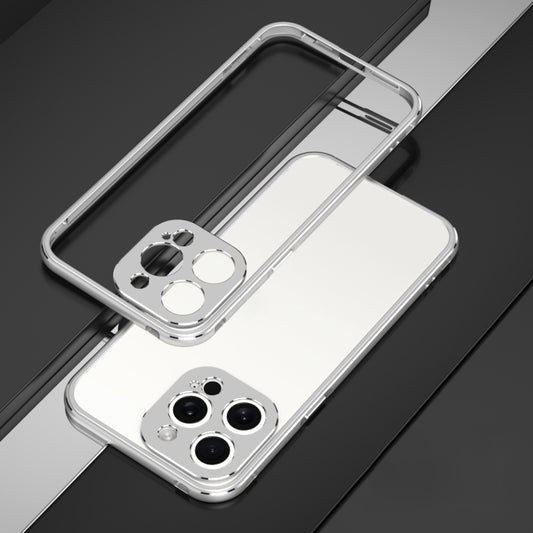 For iPhone 15 Pro Aurora Series Lens Protector + Metal Frame Phone Case(Silver) - iPhone 15 Pro Cases by buy2fix | Online Shopping UK | buy2fix