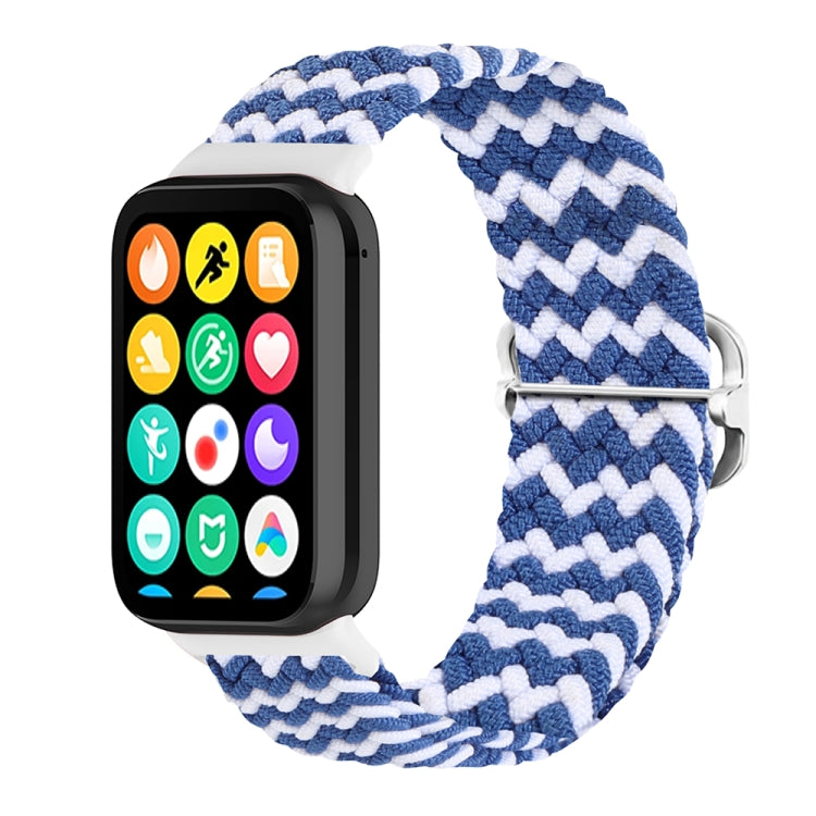 For Xiaomi Smart Band 9 Pro / 8 Pro 18mm Buckle Nylon Braided Watch Band(Wave Pattern Blue White) - Watch Bands by buy2fix | Online Shopping UK | buy2fix