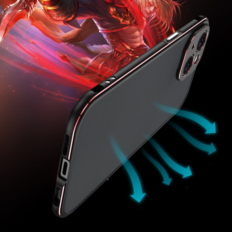 For iPhone 15 Plus Aurora Series Lens Protector + Metal Frame Phone Case(Black Red) - iPhone 15 Plus Cases by buy2fix | Online Shopping UK | buy2fix