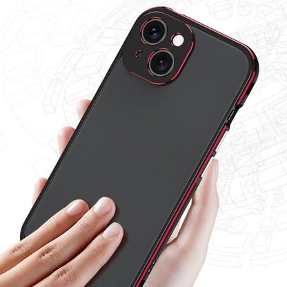 For iPhone 15 Plus Aurora Series Lens Protector + Metal Frame Phone Case(Black Red) - iPhone 15 Plus Cases by buy2fix | Online Shopping UK | buy2fix