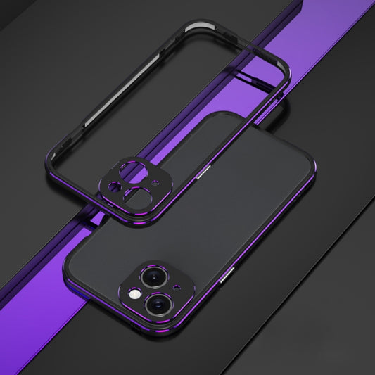 For iPhone 15 Plus Aurora Series Lens Protector + Metal Frame Phone Case(Black Purple) - iPhone 15 Plus Cases by buy2fix | Online Shopping UK | buy2fix