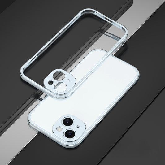 For iPhone 15 Plus Aurora Series Lens Protector + Metal Frame Phone Case(Blue Silver) - iPhone 15 Plus Cases by buy2fix | Online Shopping UK | buy2fix