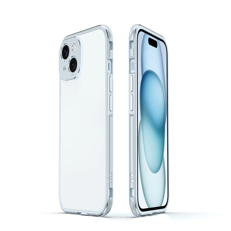 For iPhone 15 Plus Aurora Series Lens Protector + Metal Frame Phone Case(Blue Silver) - iPhone 15 Plus Cases by buy2fix | Online Shopping UK | buy2fix
