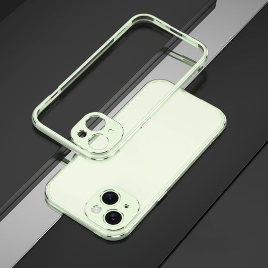 For iPhone 15 Plus Aurora Series Lens Protector + Metal Frame Phone Case(Green Silver) - iPhone 15 Plus Cases by buy2fix | Online Shopping UK | buy2fix