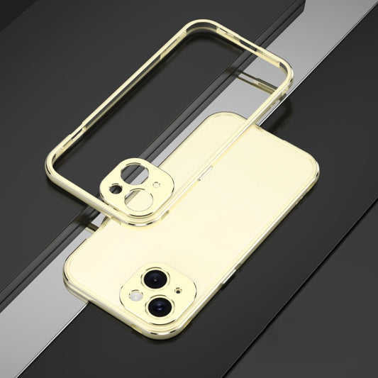 For iPhone 15 Plus Aurora Series Lens Protector + Metal Frame Phone Case(Gold Silver) - iPhone 15 Plus Cases by buy2fix | Online Shopping UK | buy2fix
