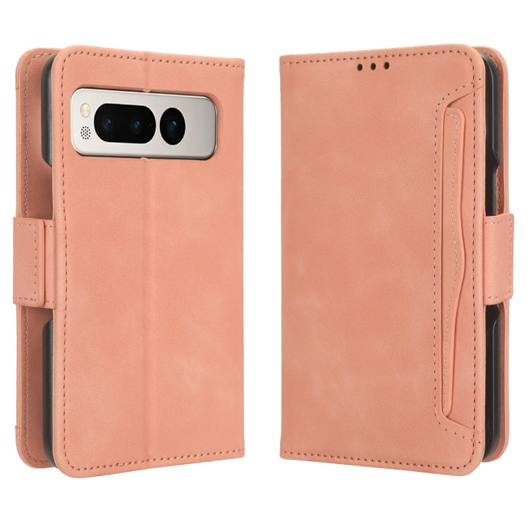 For Google Pixel Fold Skin Feel Calf Texture Card Slots Leather Phone Case(Pink) by buy2fix