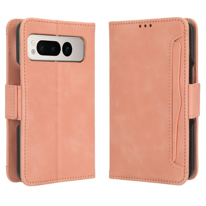 For Google Pixel Fold Skin Feel Calf Texture Card Slots Leather Phone Case(Pink) by buy2fix
