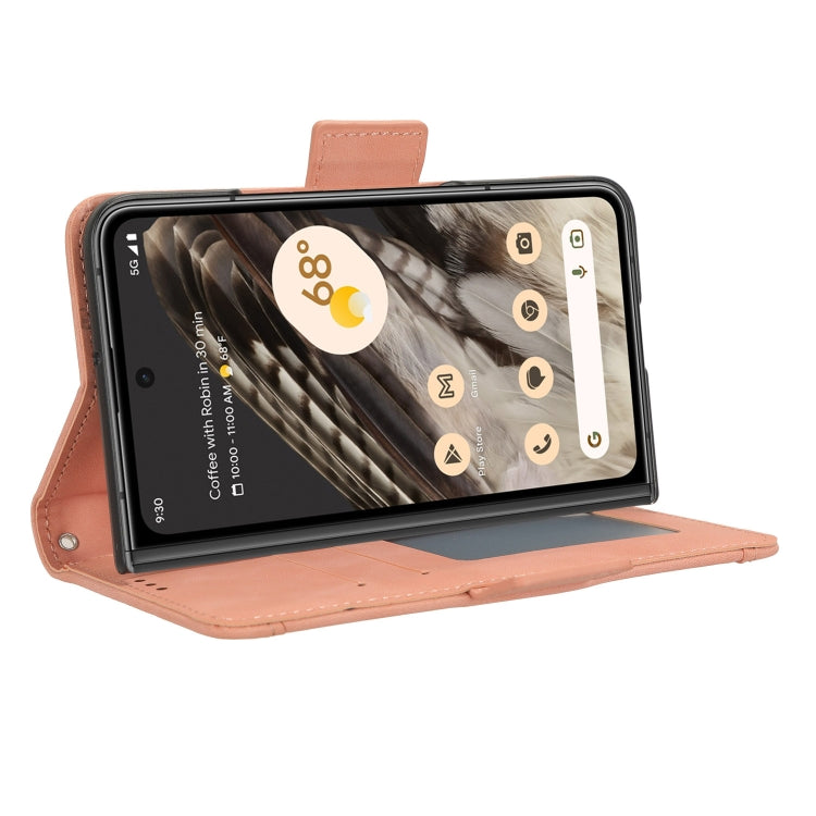 For Google Pixel Fold Skin Feel Calf Texture Card Slots Leather Phone Case(Pink) by buy2fix