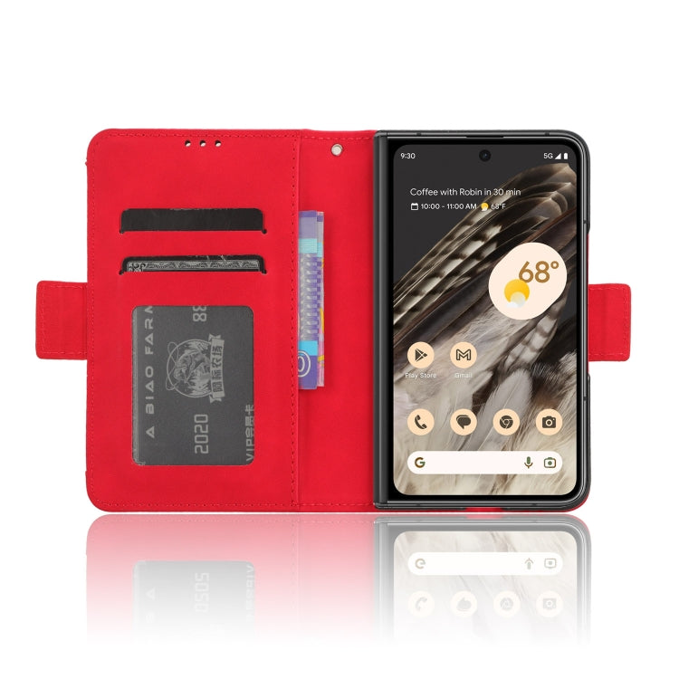 For Google Pixel Fold Skin Feel Calf Texture Card Slots Leather Phone Case(Red) by buy2fix