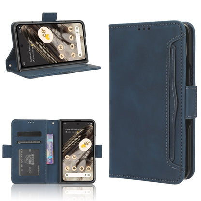 For Google Pixel Fold Skin Feel Calf Texture Card Slots Leather Phone Case(Blue) by buy2fix