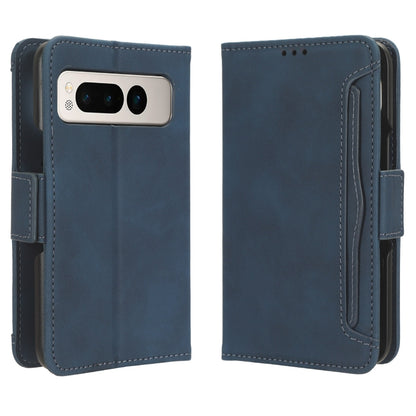 For Google Pixel Fold Skin Feel Calf Texture Card Slots Leather Phone Case(Blue) by buy2fix