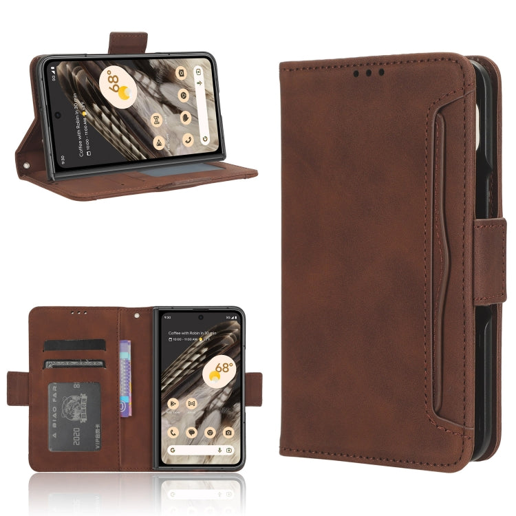 For Google Pixel Fold Skin Feel Calf Texture Card Slots Leather Phone Case(Brown) by buy2fix