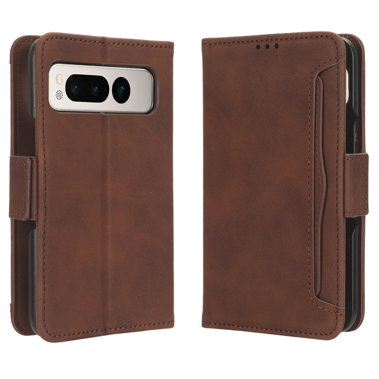 For Google Pixel Fold Skin Feel Calf Texture Card Slots Leather Phone Case(Brown) by buy2fix