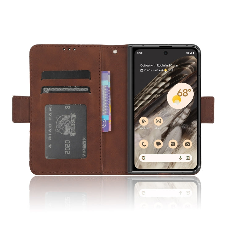 For Google Pixel Fold Skin Feel Calf Texture Card Slots Leather Phone Case(Brown) by buy2fix
