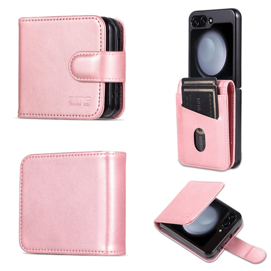 For Samsung Galaxy Z Flip5 5G AZNS Skin Feel Calf Texture Flip Leather Phone Case(Rose Gold)
