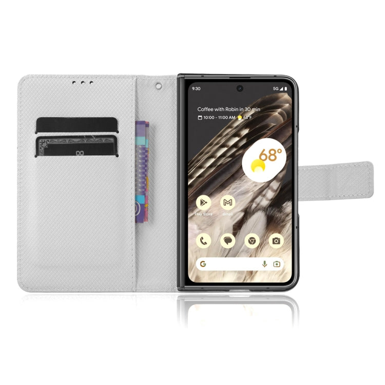 For Google Pixel Fold Diamond Texture Leather Phone Case(White) by buy2fix
