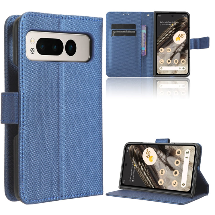 For Google Pixel Fold Diamond Texture Leather Phone Case(Blue) by buy2fix