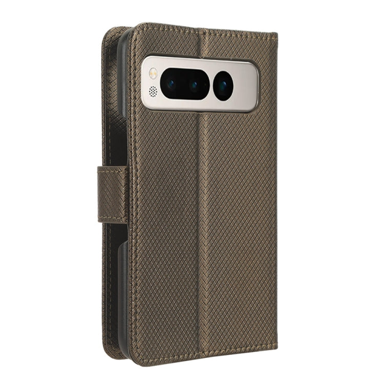 For Google Pixel Fold Diamond Texture Leather Phone Case(Brown) by buy2fix