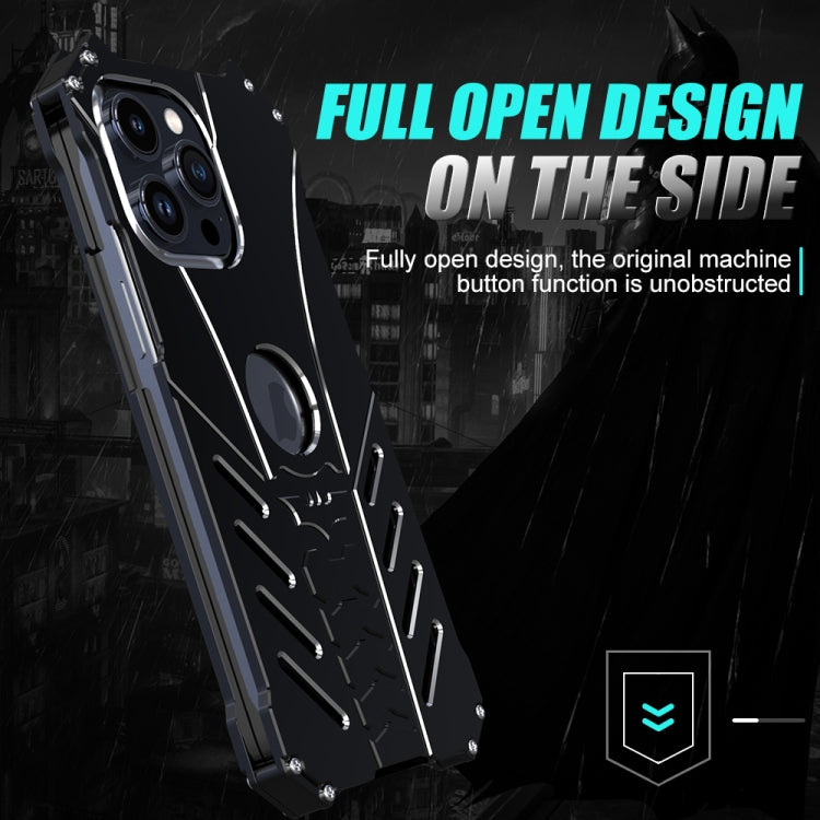 For iPhone 16 Pro R-JUST Batman Hollow Metal Phone Protective Case(Black) by R-JUST