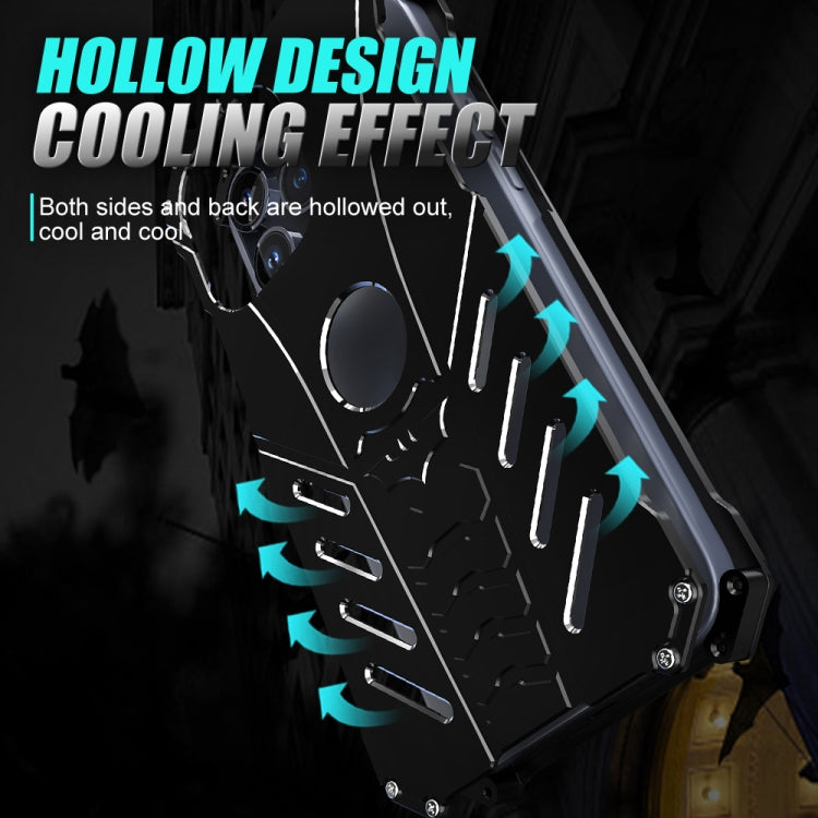 For iPhone 16 Pro R-JUST Batman Hollow Metal Phone Protective Case(Black) by R-JUST