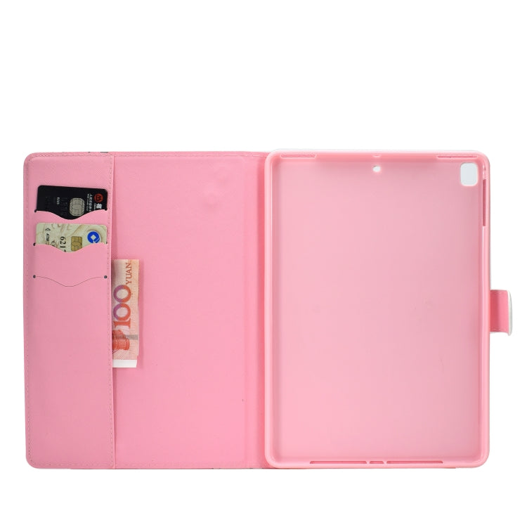 For iPad 10.2 Colored Drawing Pattern Horizontal Flip PU Leather Case with Holder & Card Slot & Sleep / Wake-up Function(Pink Flowers) - iPad 10.2 Cases by buy2fix | Online Shopping UK | buy2fix