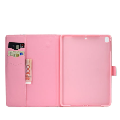 For iPad 10.2 Colored Drawing Pattern Horizontal Flip PU Leather Case with Holder & Card Slot & Sleep / Wake-up Function(Pink Flowers) - iPad 10.2 Cases by buy2fix | Online Shopping UK | buy2fix