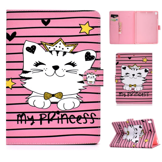 For iPad 9.7 (2017/2018) & Air 2 & Air Colored Drawing Pattern Horizontal Flip PU Leather Case with Holder & Card Slot & Sleep / Wake-up Function(Crown Cat) - iPad 9.7 (2018) & (2017) Cases by buy2fix | Online Shopping UK | buy2fix